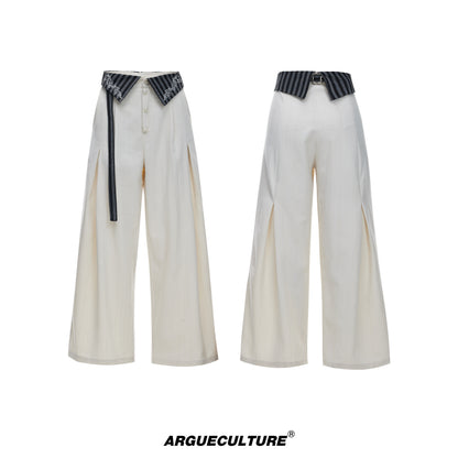 High-Waist Stripe Ribbon Wide Leg Pants WN27013