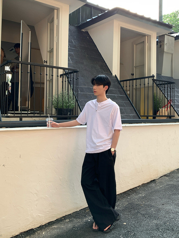 Solid Color Short Sleeve Polo Shirt WN24957
