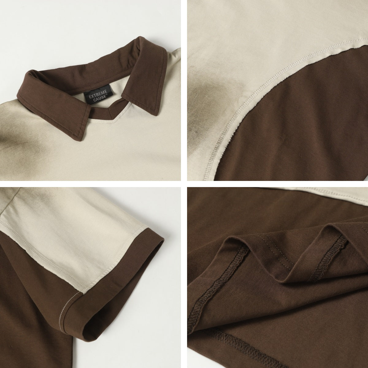 Gradient Washed Deconstructed Contrast Polo Shirt WN26801
