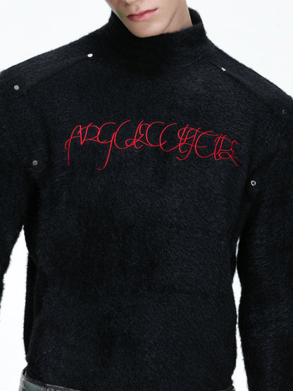 Plush Deconstructed Embroiderey Slim Long-sleeve  T-Shirt WN22664