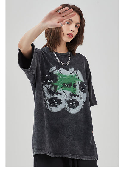 Round Neck Print Short Sleeve T-shirt WN7766