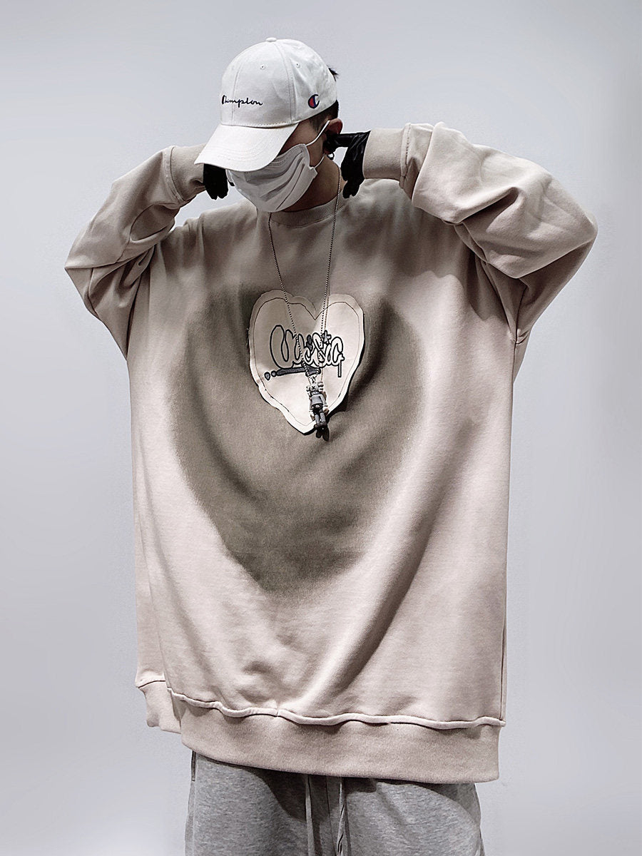Heart Print Oversize Sweatshirt WN24005