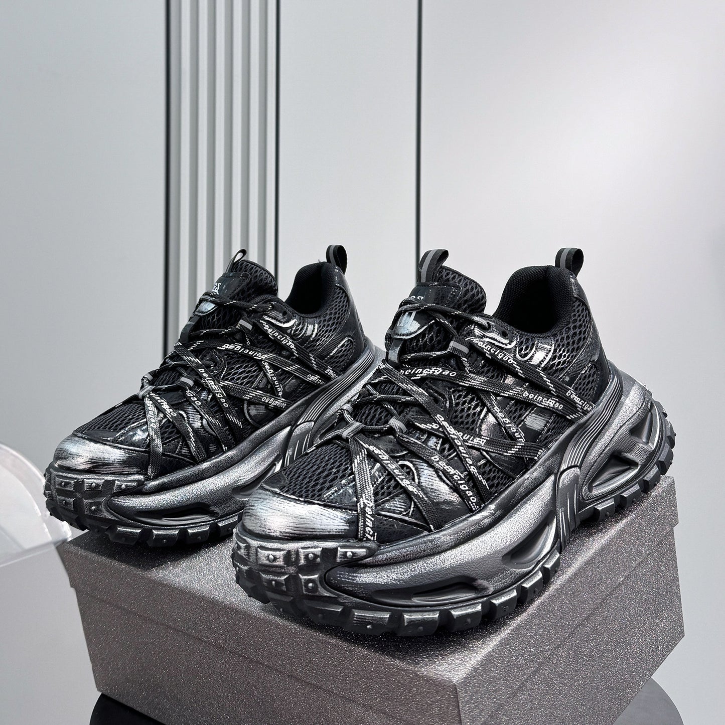 Mesh Rope Lace Chunky Sole Sneakers WN24677