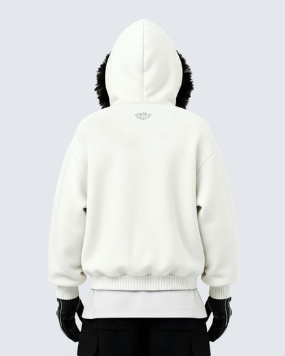 Fake Fur Fleece Lining Oversize Zipper Hoodie WN27959