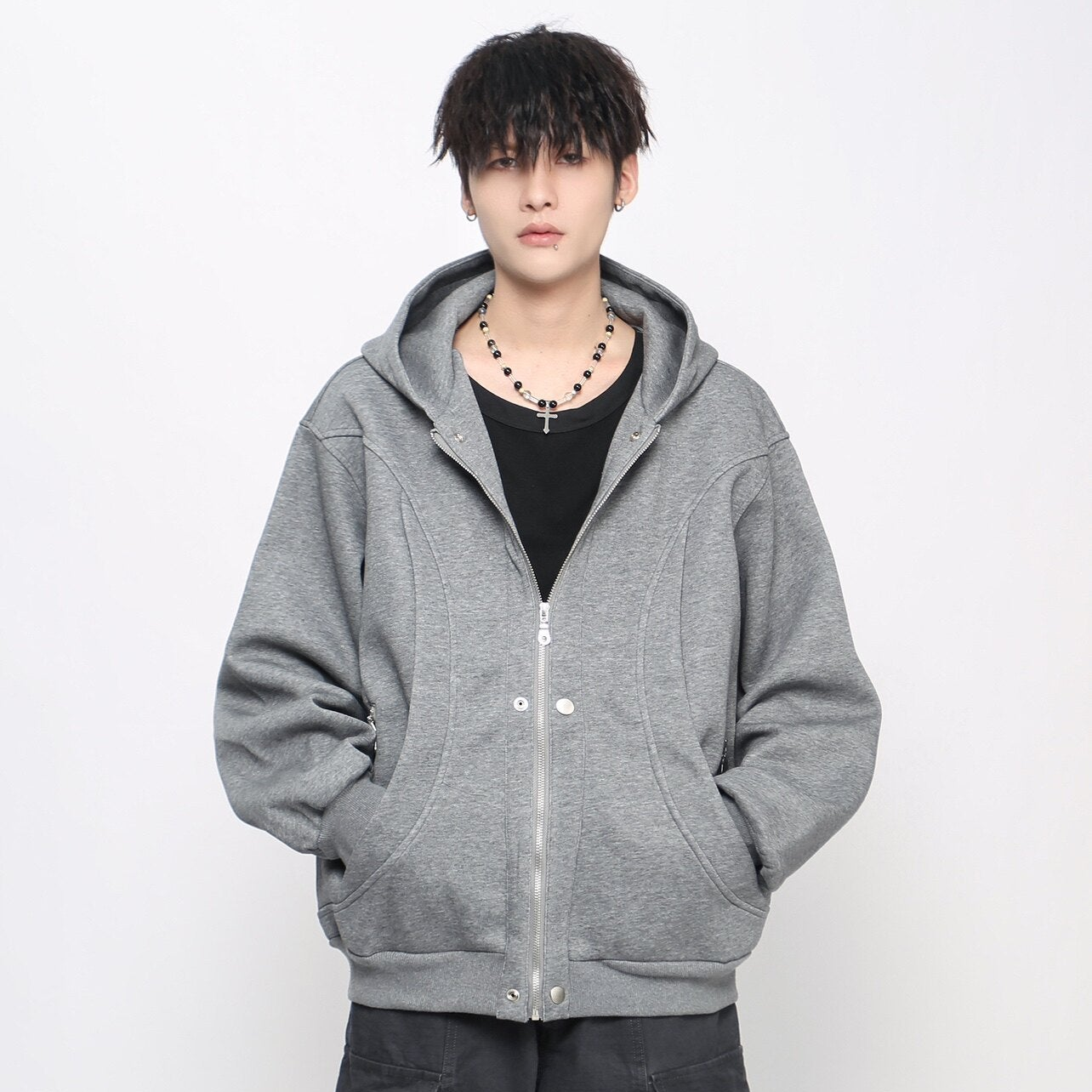 Deconstructed Oversize Zipper Hoodie WN24456