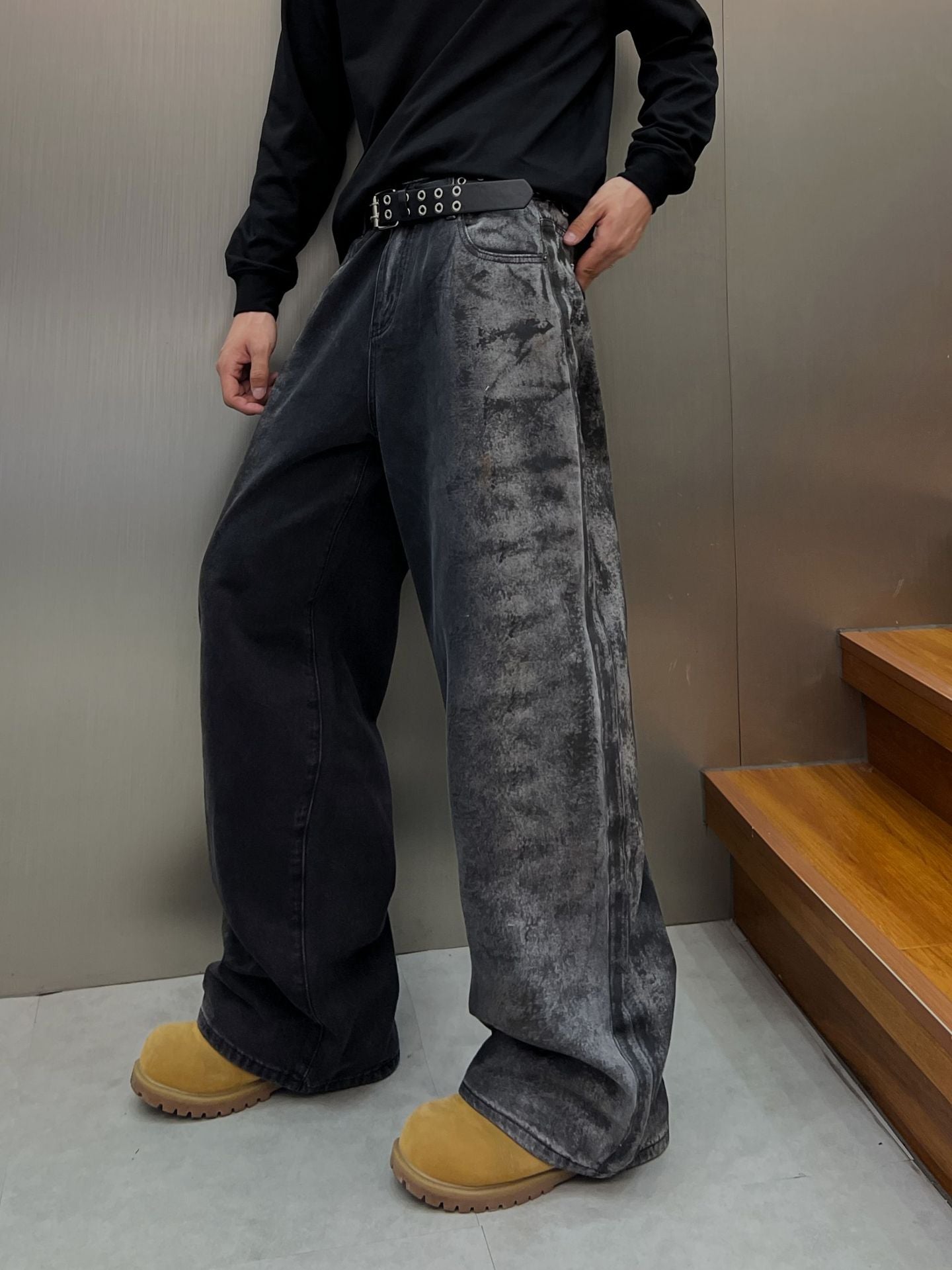 Washed Wide Leg Denim Jeans WN25408