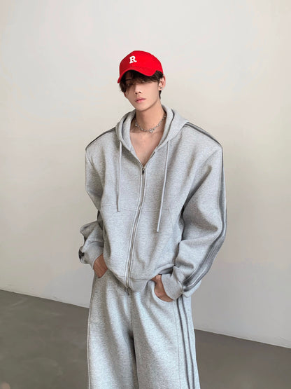 Double Zipper Hoodie & Wide Leg Pants Setup WN21955