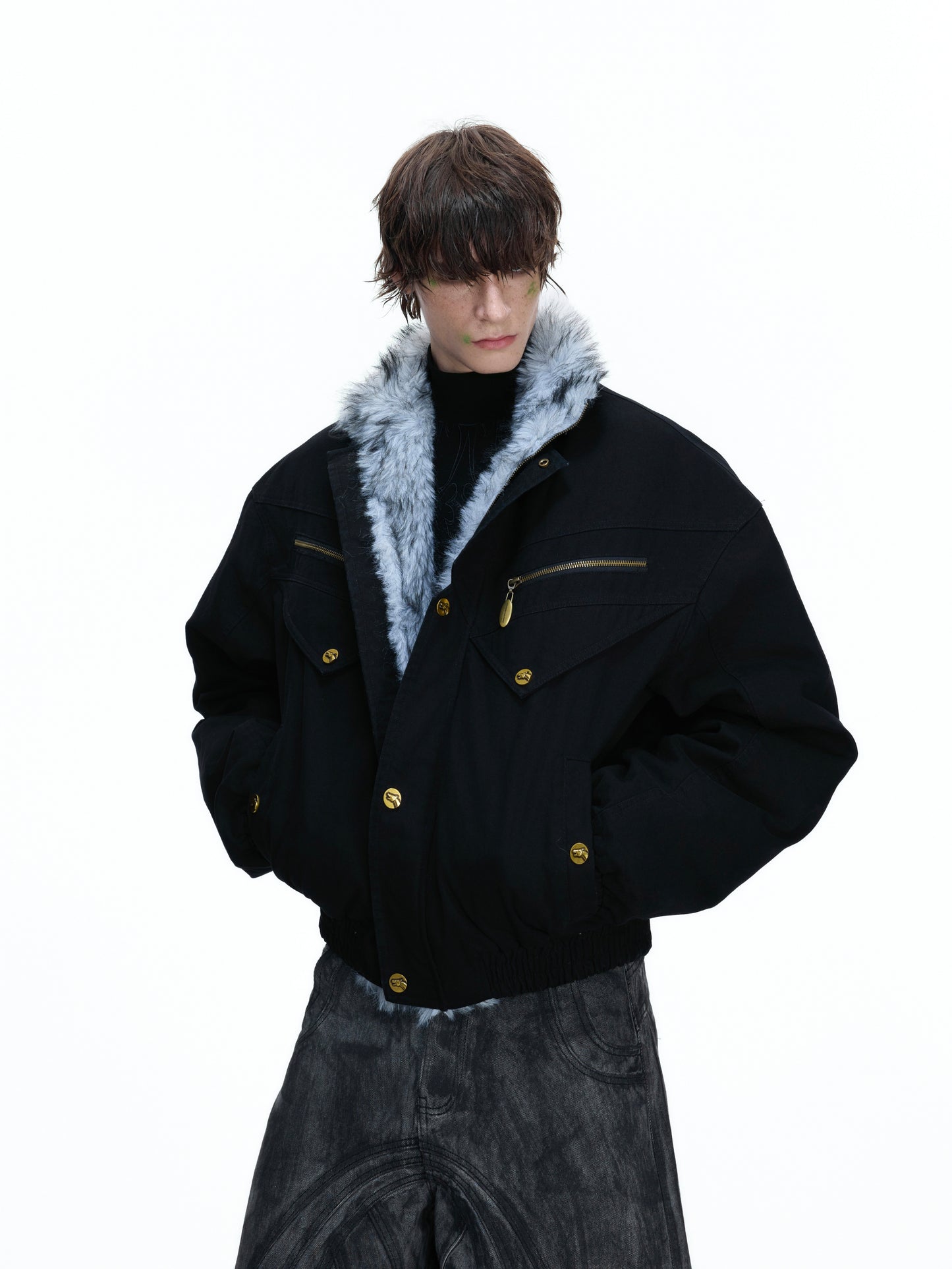 Vintage Suede Fake Fur Wide Jacket  WN22666