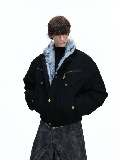 Vintage Suede Fake Fur Wide Jacket  WN22666