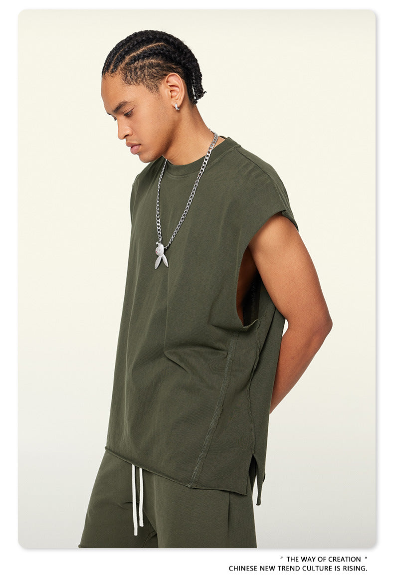 Washed Oversize Sleeveless T-Shirt WN6069