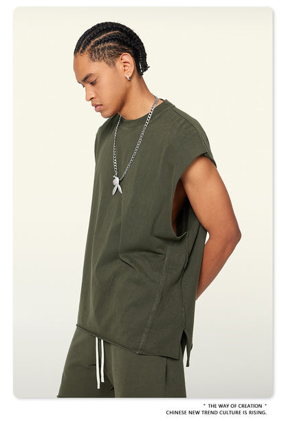 Washed Oversize Sleeveless T-Shirt WN6069