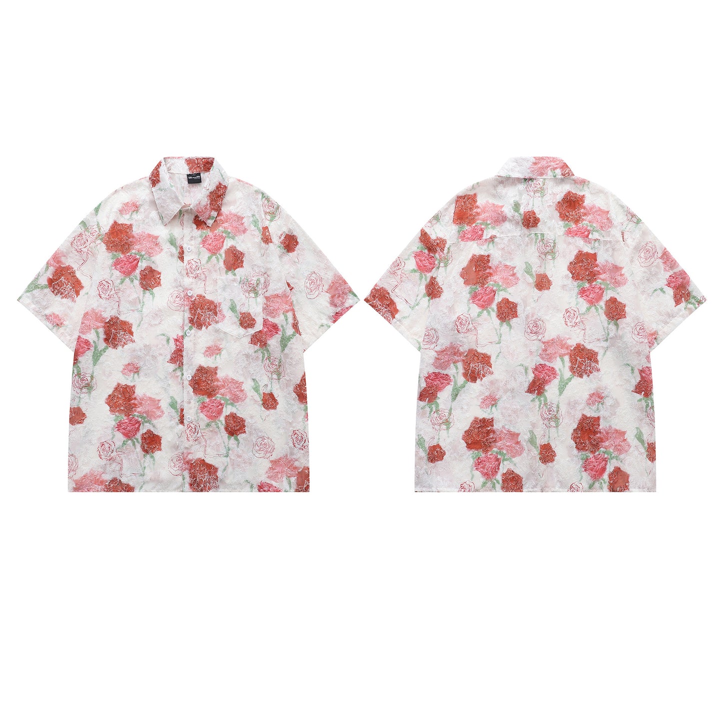 Floral Jacquard Oversize Short Sleeve Shirt WN26831