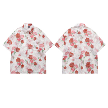 Floral Jacquard Oversize Short Sleeve Shirt WN26831