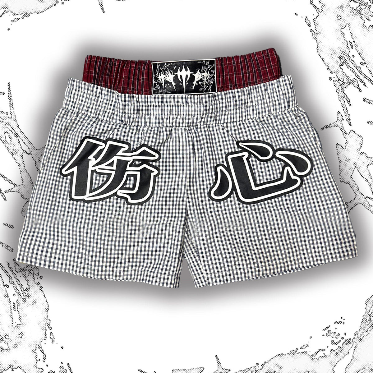 Double Waist Gingham Letter Print Short Pants WN27390
