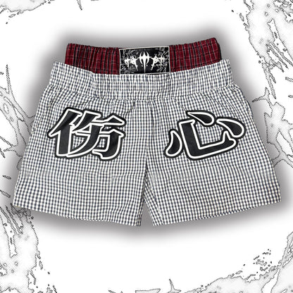 Double Waist Gingham Letter Print Short Pants WN27390