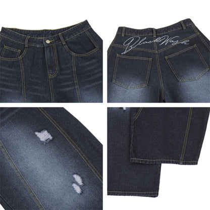 Gebogene Denim-Jeans mit Breitbein WN11571