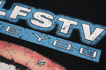 Waffle Graffiti Print Short Sleeve T-Shirt WN25905
