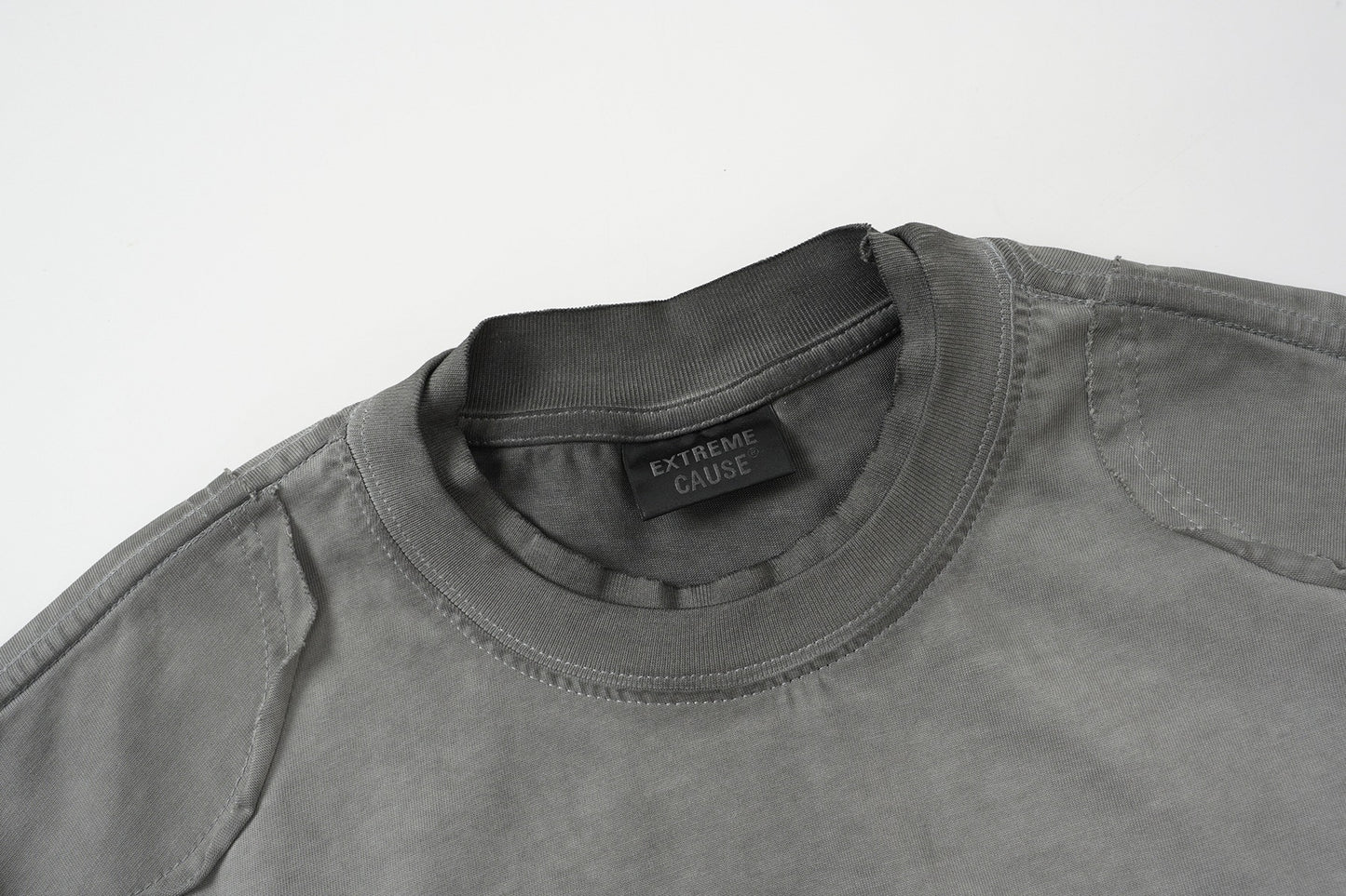 Utility Patchwork Washed Damage Short Sleeve T-Shirt WN25676