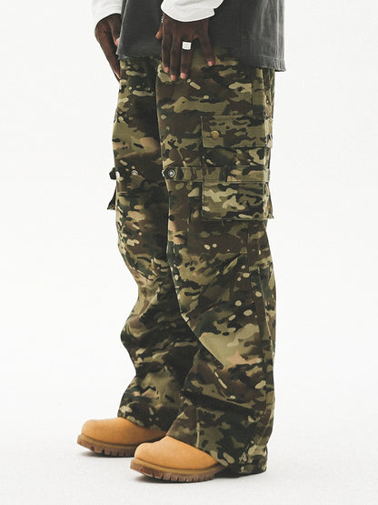 Camouflage patchwork Wide Leg Cargo Pants WN17750