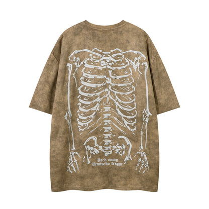 Skeleton Print Oversize Short Sleeve T-Shirt WN15115