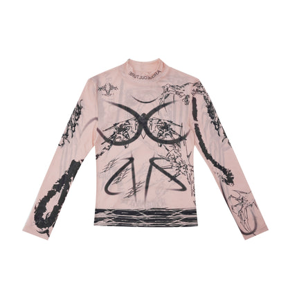 Graffiti Print Second Skin Long Sleeve T-shirt WN6512