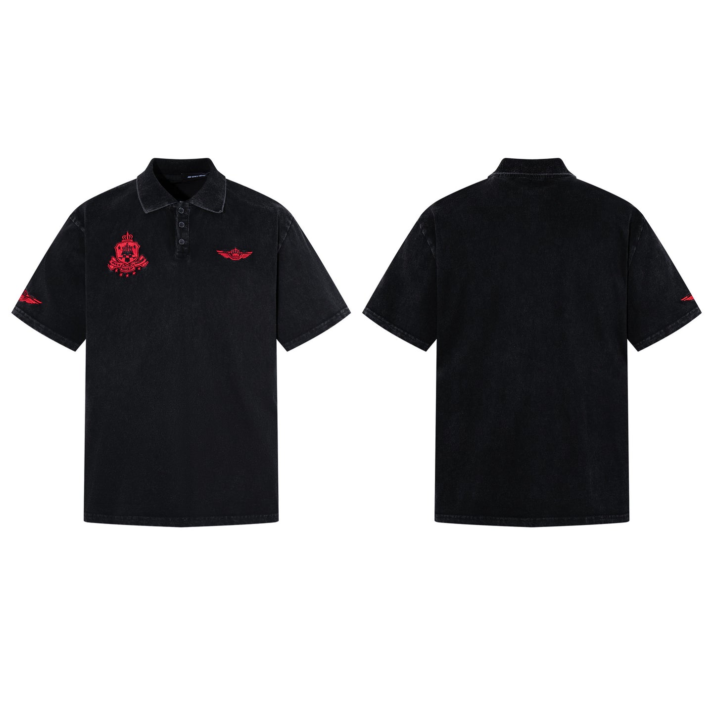 Embroidery Washed Damage Short Sleeve Shirt WN25608