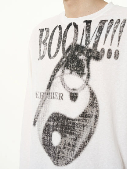 Thin Graffiti Print Long Sleeve T-shirt WN7621