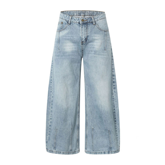 Washed Heavyweight Wide Leg Denim Jeans WN14031