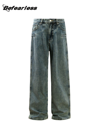Washed Panel Wide Leg Denim Jeans WN26248