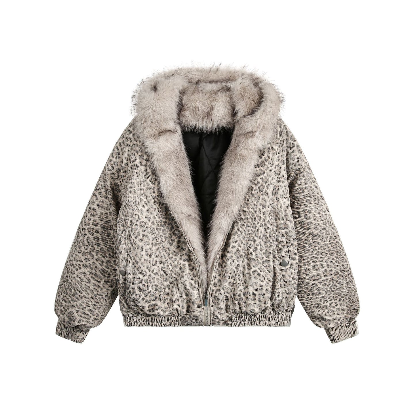 Leopard Print Fake FUR PADDED JACKET WN11300