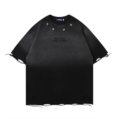 Washed Damage Gradient Short Sleeve T-Shirt WN11219