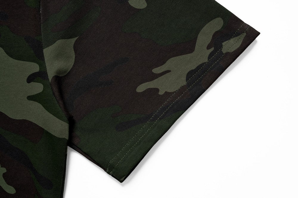 Camouflage Letter Graphic Short Sleeve T-Shirt WN28053