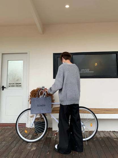 Oversize V-Neck Knit Cardigan WN19936