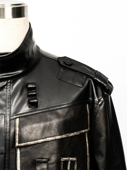 Handmade Brushed PU Leather Jacket WN11887