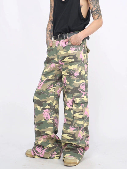 Camouflage Pink Rose Cargo Pants WN8363