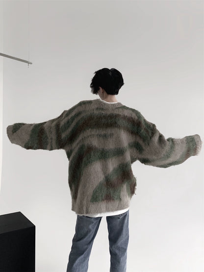 Oversize Stripe Plush Knit Sweater WN9117