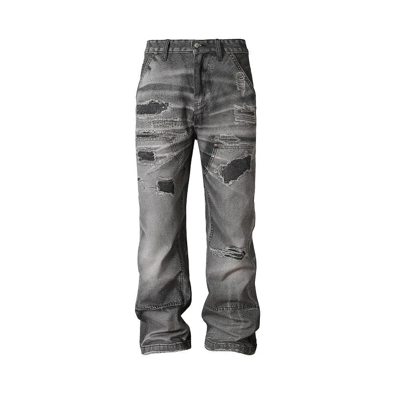 Damage Wash Straight Denim Jeans WN23221