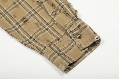 Plaid Damage Wash Long Sleeve Shirt WN25716