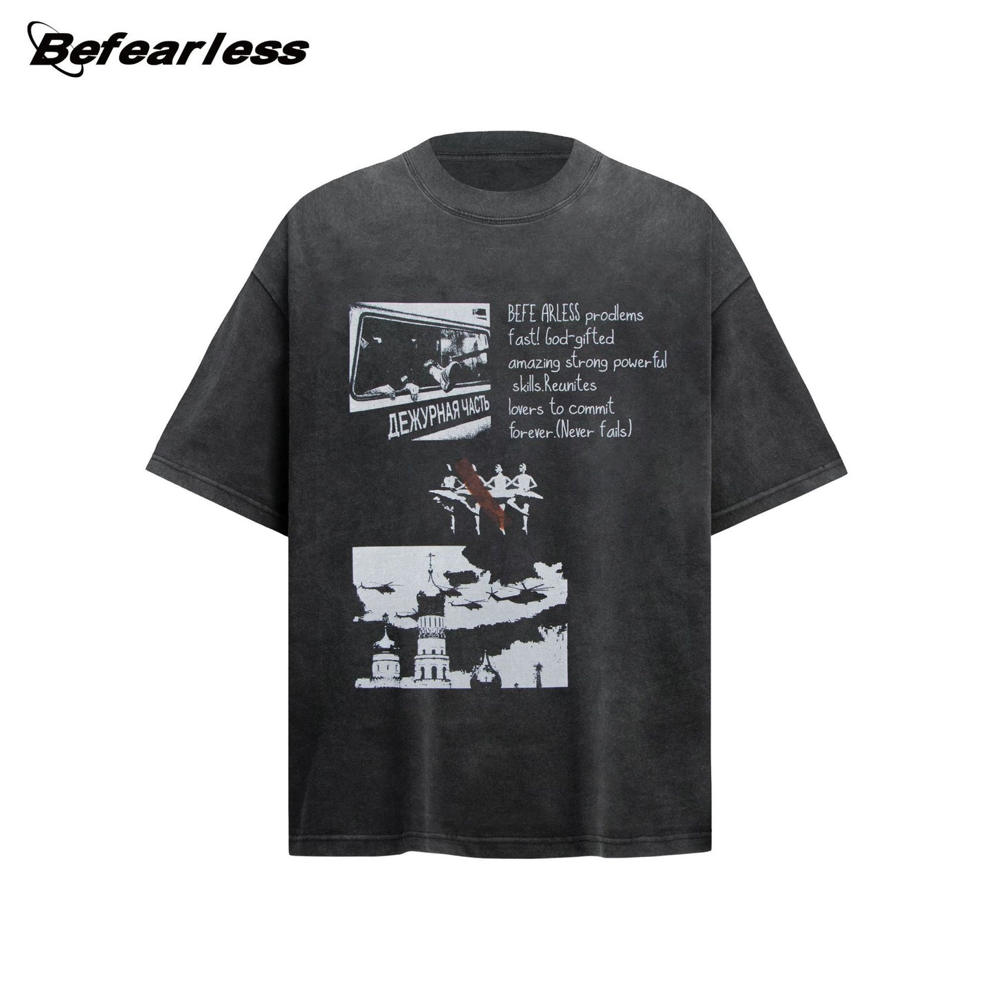 Washed Graphic Print Heavyweight Oversize Short Sleeve T-Shirt WN26234
