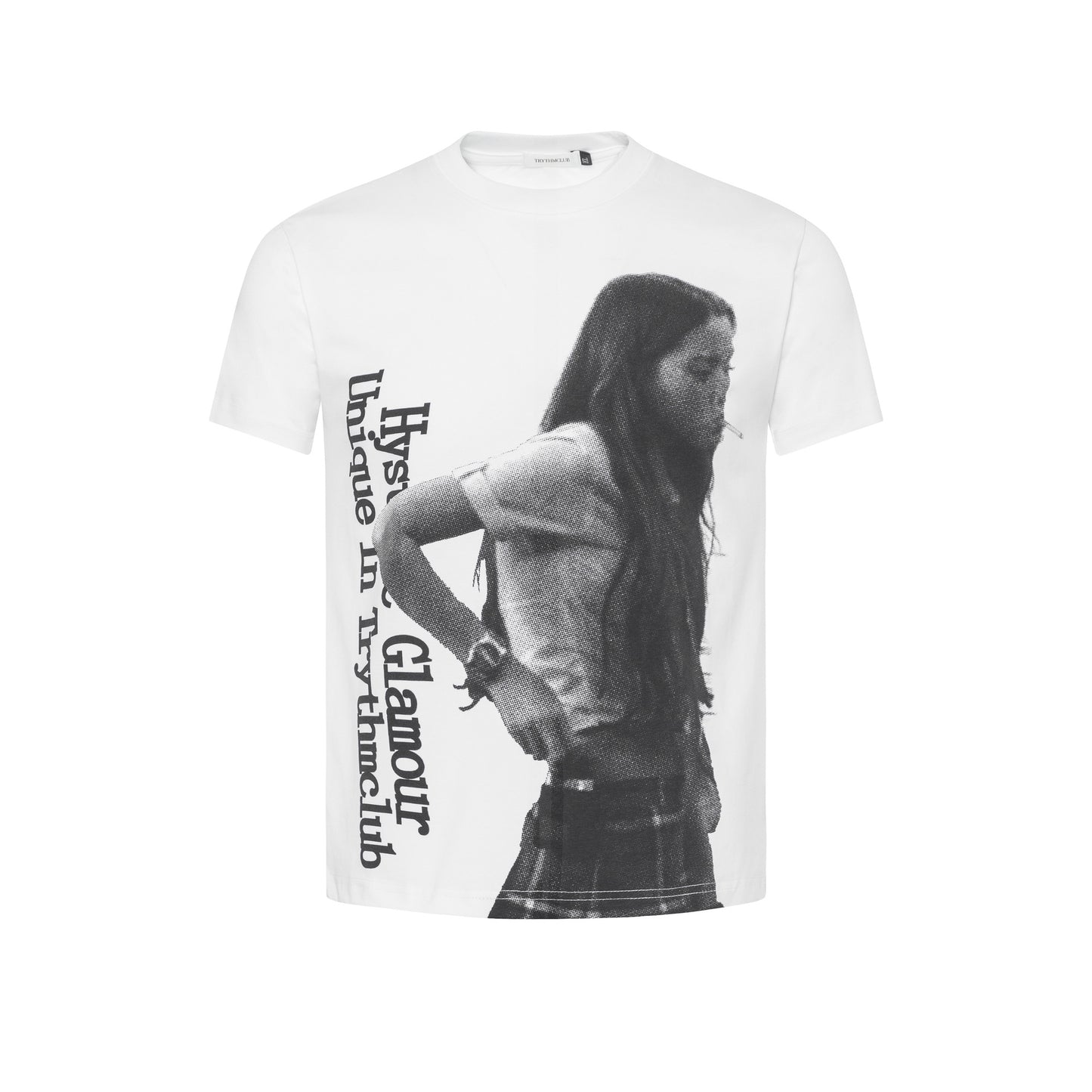 Sorona Figure Print Small Collar Short Sleeve T-Shirt WN25890