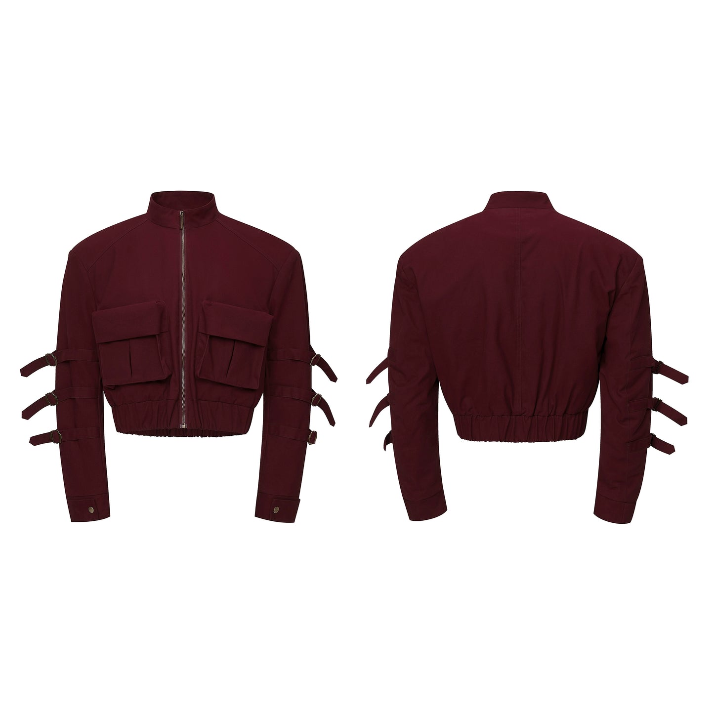 Stand Neck Strap Multi-Pocket Zipper Jacket WN21810