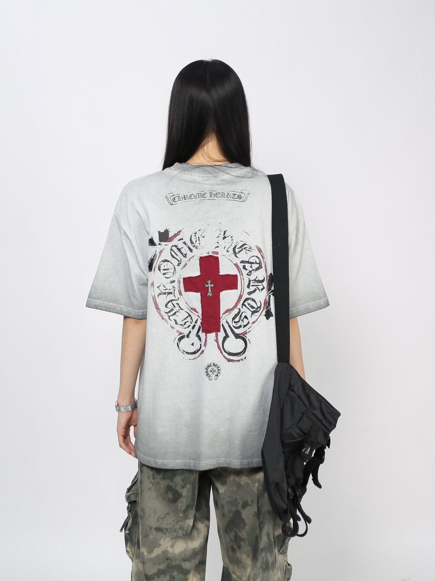 Damage Cross Graphic Design Short Sleeve T-Shirt WN24451
