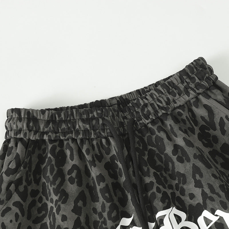 Leopard Print Sporty Drapey Wide Leg Pants WN25600