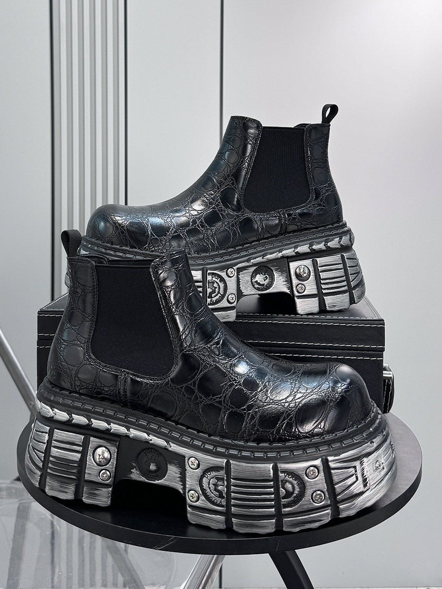 Croc Pattern Side Gore Platform Short Boots WN24580