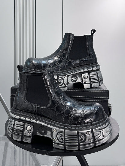 Croc Pattern Side Gore Platform Short Boots WN24580