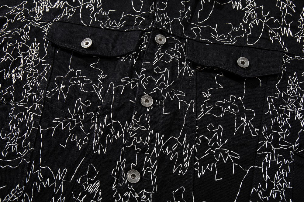 Allover Line Embroidery Denim Jacket WN28087