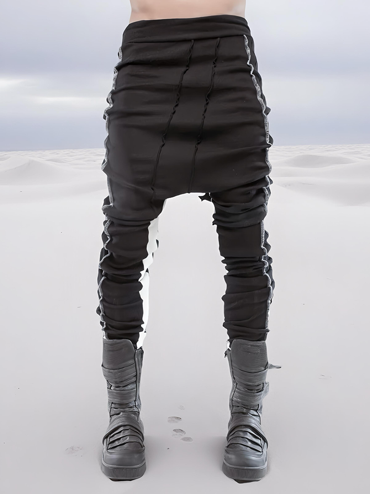 Asymmetric Colorblock Panel Slim Pants WN21979