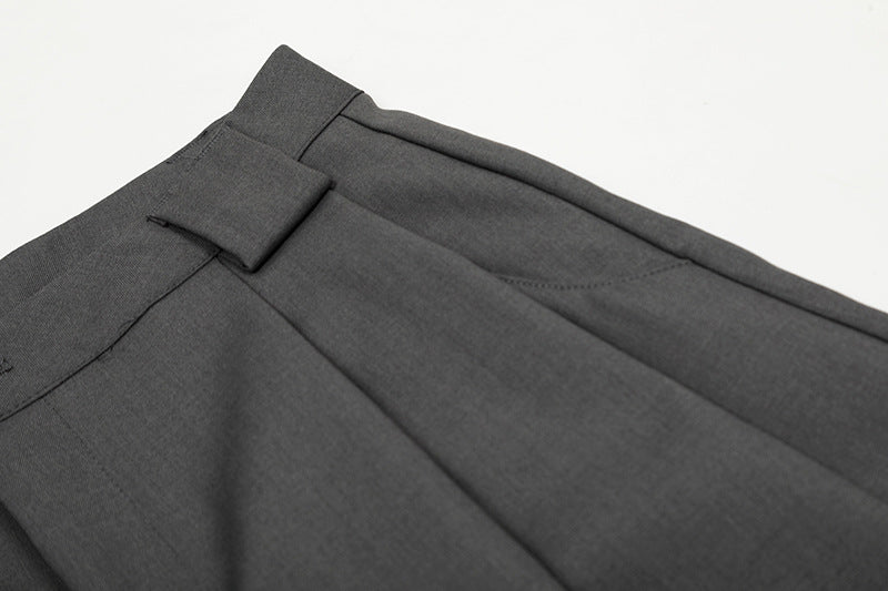 Pleats Curved Wide Leg Trousers WN18534