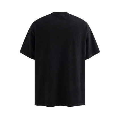 Rock Graphic Print Washed Cotton Short Sleeve T-Shirt WN25661