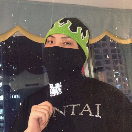 Bicolor Flame Knit Hat WN21111